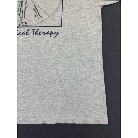 Rare Vintage 90s Texas Womens University Physical Therapy Art Da Vinci Gray Tee - Picture 6 of 13